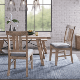 Dining Side Chair Set Of 2pcs (Option: NaturalGrey)