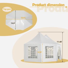 Double Peaked Arabian Shelter,Party Tent,PVC Coated Polyester Roof,Roll-Up Doors And Windows,Removable Side Walls,And Complete Accessorie,White (Option: 20X15 ft)