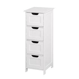 White Bathroom Storage Cupboard, Freestanding Locker With Drawers (Color: White)