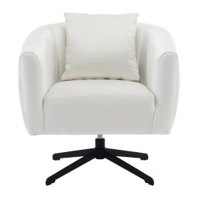 Pumpkin Shaped Rotating Iron Legged Armchair (Color: White)