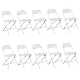 10pcs Injection Molded Classic White Courtyard Plastic Folding Chair (Color: White)