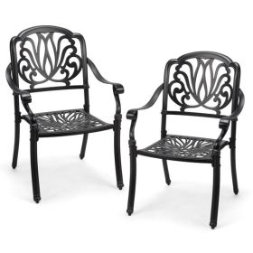 2pcs Black Cast Aluminium Stacking Chair (Color: Black)