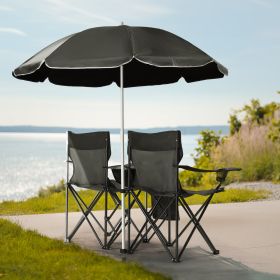 Black Fishing Chair Iron Bracket Oxford Cloth 85kg With Sunshade (Color: Black)