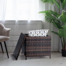 Square Flip Top Brown Gradient Rattan With 27Gallon Woven Edge (Option: Brown Gradient Rattan)