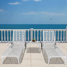 Adjustable Backrest White Courtyard Cast Aluminum Bed (Color: White)