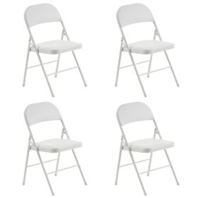 4pcs Simple Leather PVC Steel Pipe Exhibition Chairs (Color: White)