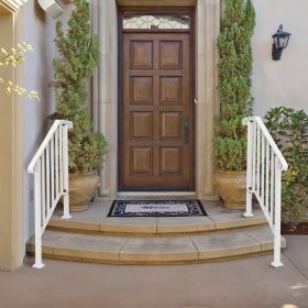 Matte White 2-step Galvanized Iron Courtyard Staircase Handrail (Color: White)