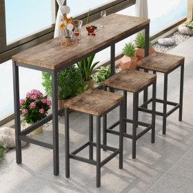 Modern Kitchen Dining Pub Table Set With 3 Stools, Easy Assembly (Option: Natural)