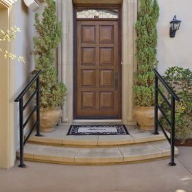 Matte Black 1-3 Step Adjustable Straight Handrail Courtyard Staircase Handrail (Color: Black)