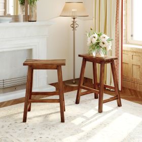 TOPMAX Farmhouse 2-Piece Counter Height Wood Dining Stools, Walnut (Option: Walnut)