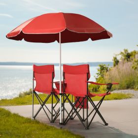 Red Fishing Chair Iron Bracket Oxford Cloth 85kg With Sun Umbrella (Color: Red)