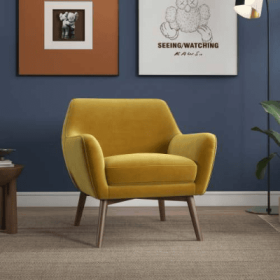 Panom Gold Velvet Lounge Chair (Color: Gold)