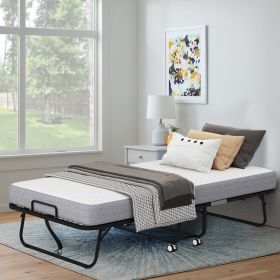 Folding Bed With Mattress (Color: Black)