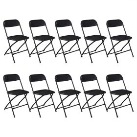 10pcs Injection Molded Classic Black XN Courtyard Plastic Folding Chair (Color: Black)